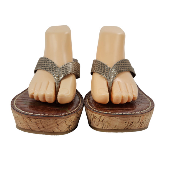 Sam Edelman Womens Wedge Sandals sz 11 M Romy Cork Thong Platform Snake Print - Picture 6 of 13